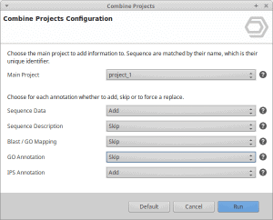 Merge OmicsBox projects parameters