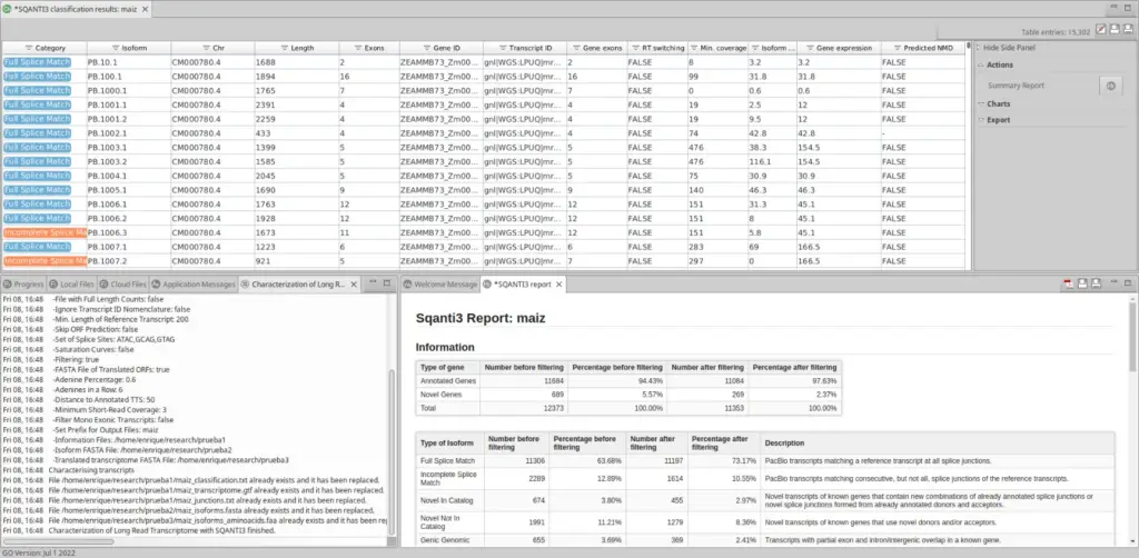 SQANTI3 display transcriptomics analysis