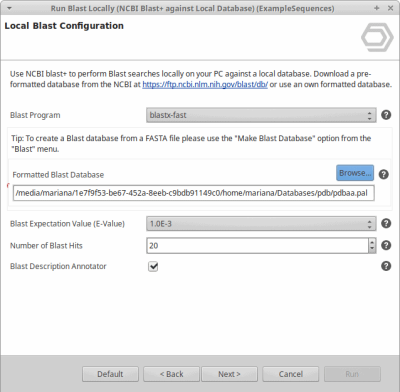 Select .pal files to Run LocalBlast